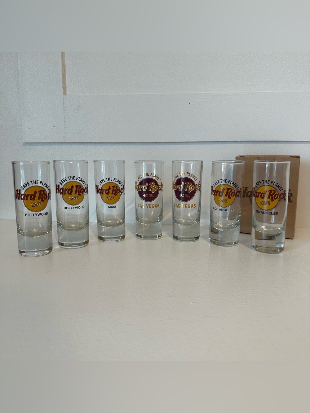 Seven Hard Rock Cafe Logo Shot Glasses, Vintage